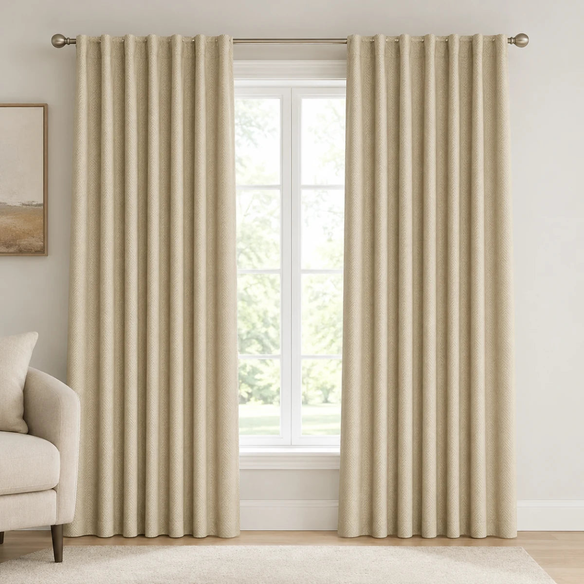 Christmas Baby Nursery Curtains Chevrons - #BLJ17-2 Light Khaki browser generated product photo