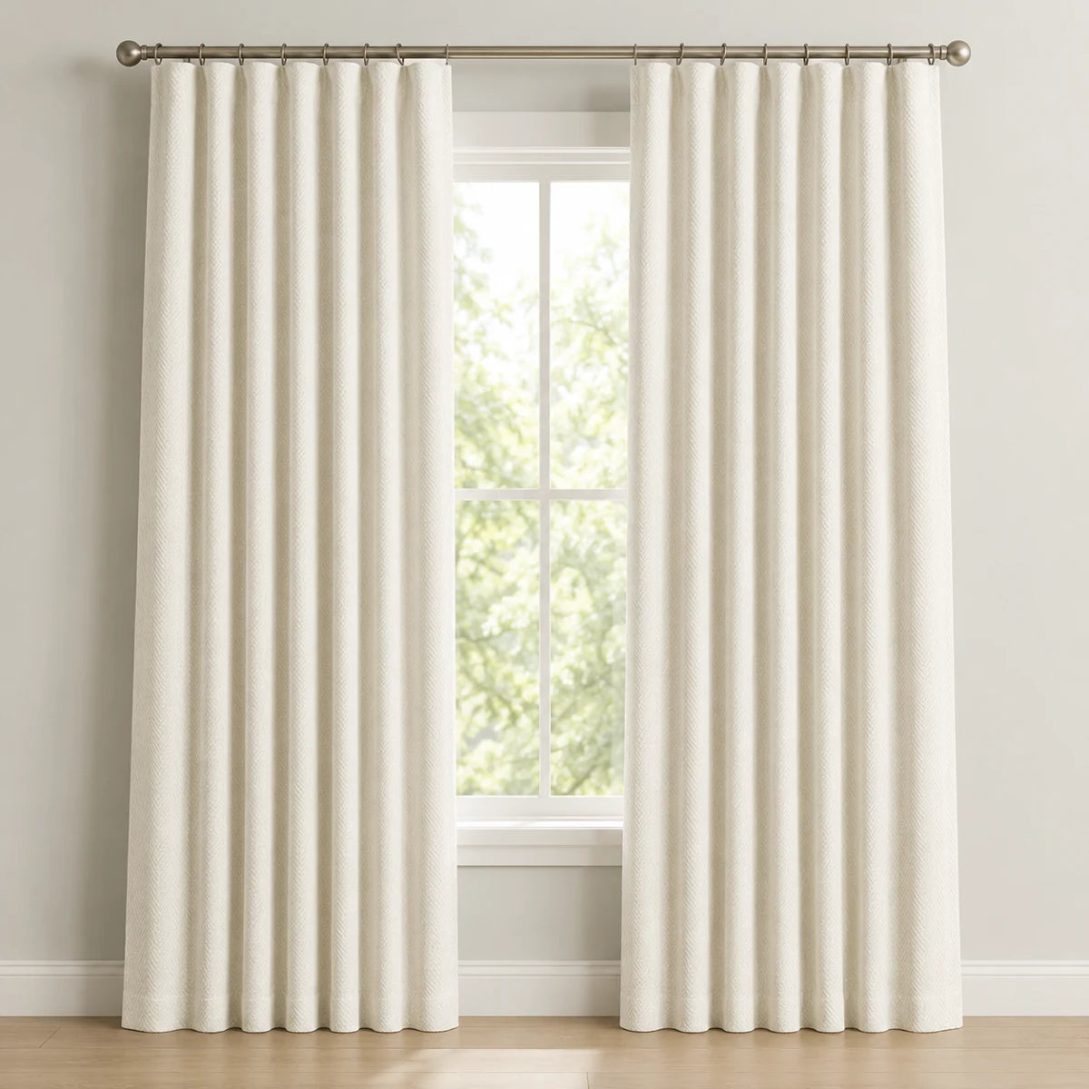 Christmas Baby Nursery Curtains Chevrons - #BLJ17-36 Raw White browser generated product photo