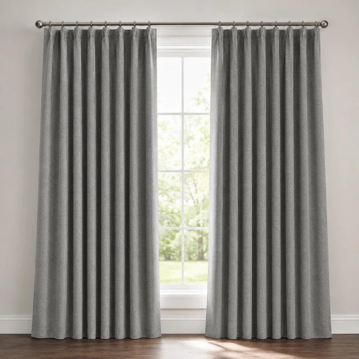 Christmas Baby Nursery Curtains Chevrons - #BLJ17-43 Medium Gray browser generated product photo