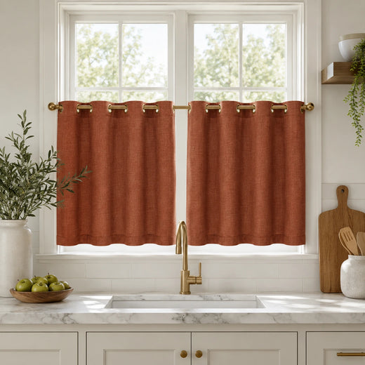 Christmas Curtains And Drapes for Living Room Sedge - #7084-2 Rust Red browser generated product photo