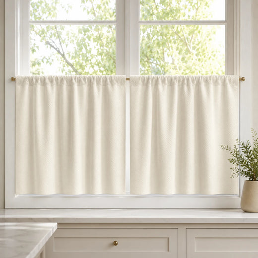 Christmas Olive Green Cafe Curtains Drapes Chevrons - #BLJ17-1 Ivory White browser generated product photo