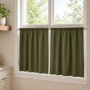Christmas Olive Green Cafe Curtains Drapes Chevrons - 