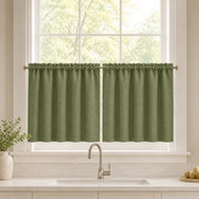 Christmas Olive Green Cafe Curtains Drapes Chevrons - 