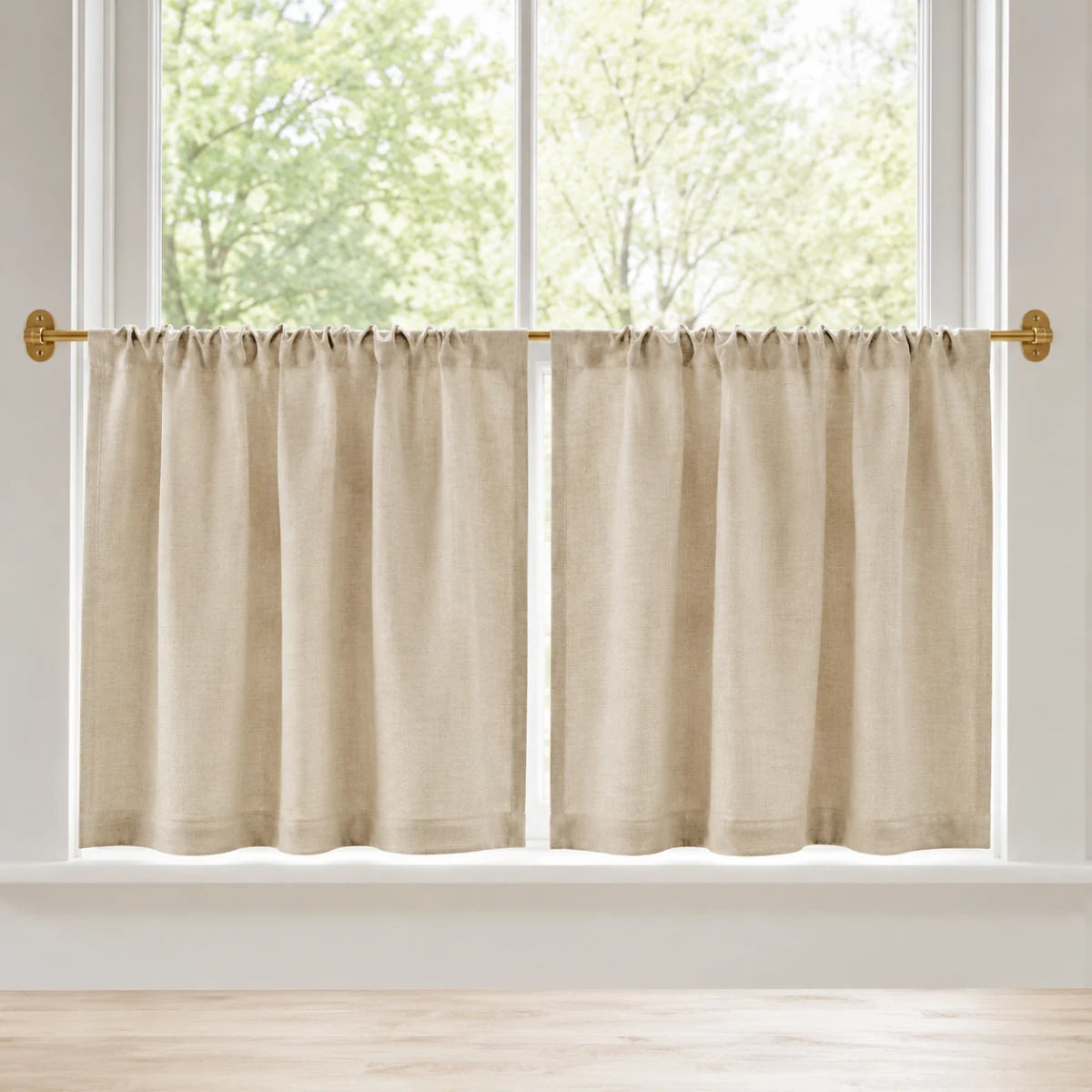 Christmas Red Cafe Curtains Sedge - #7084-1 Flax browser generated product photo