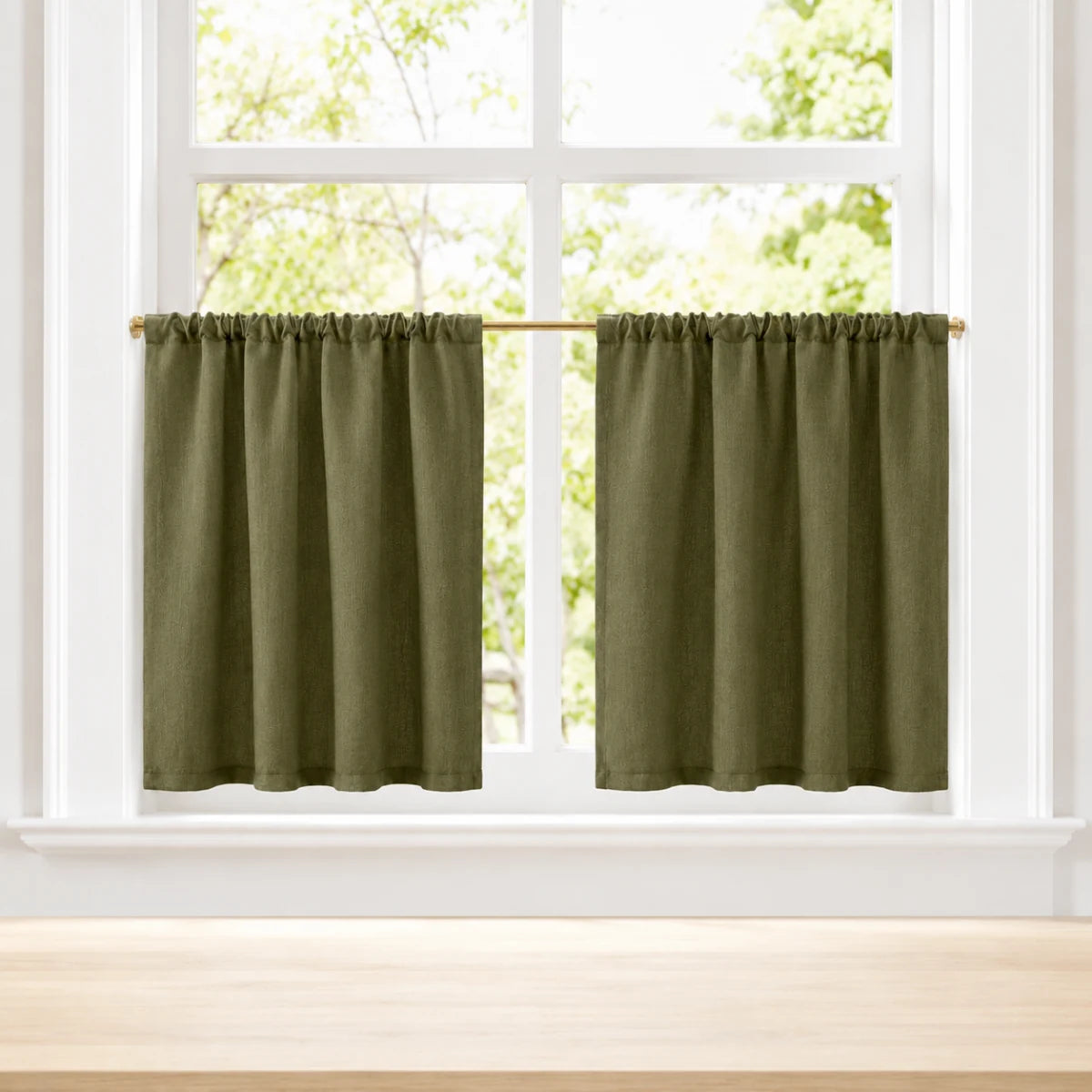 Christmas Red Cafe Curtains Sedge - #7084-13 Tan browser generated product photo