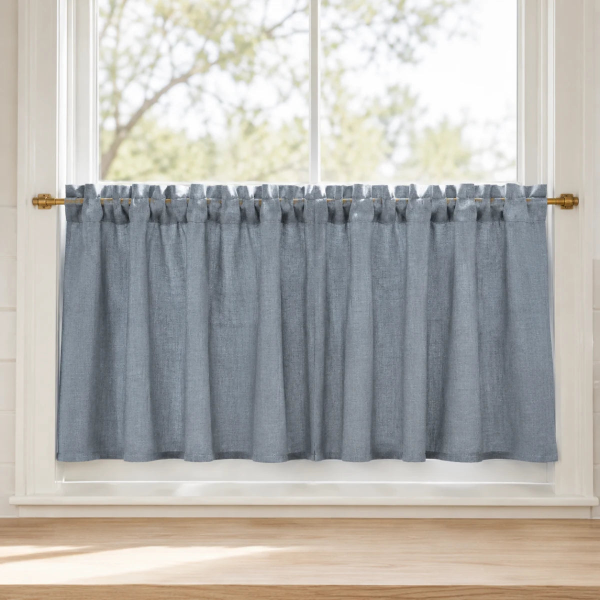 Christmas Red Cafe Curtains Sedge - #7084-16 Winter Sky browser generated product photo