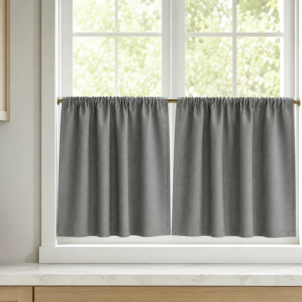 Christmas Red Cafe Curtains Sedge - #7084-19 Slate Gray browser generated product photo