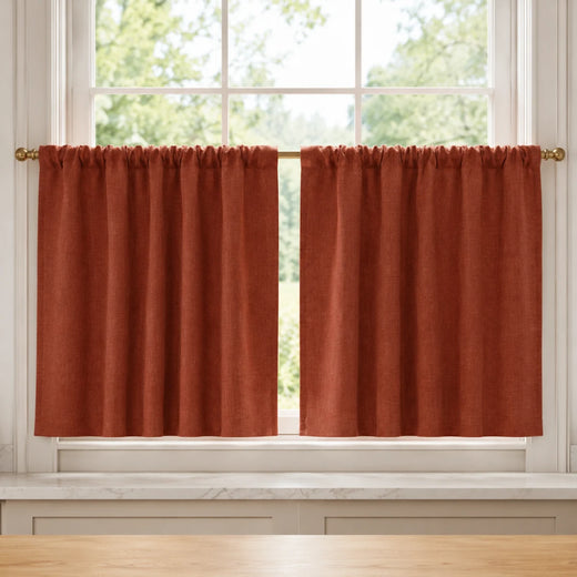 Christmas Red Cafe Curtains Sedge - #7084-2 Rust Red browser generated product photo