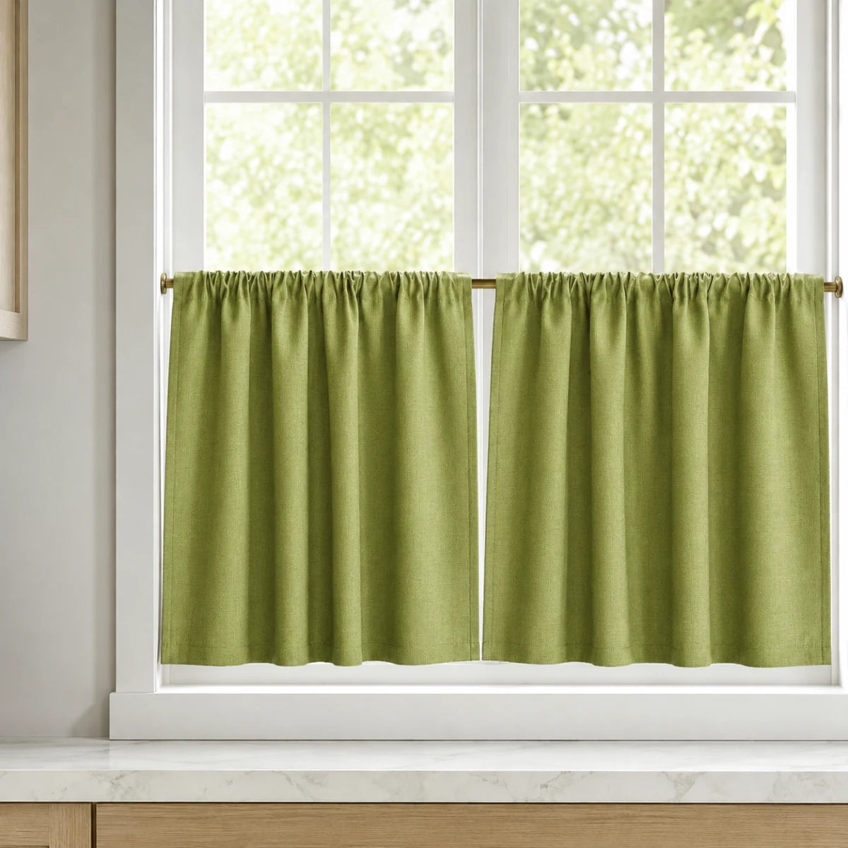 Christmas Red Cafe Curtains Sedge - #7084-20 Apple Green browser generated product photo