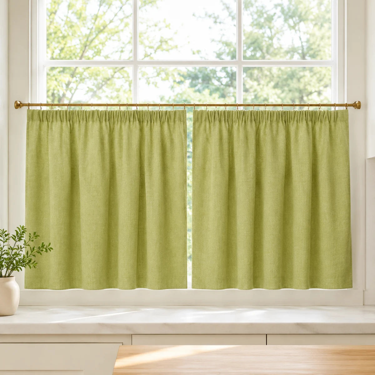 Christmas Red Cafe Curtains Sedge - #7084-21 Green Banana browser generated product photo
