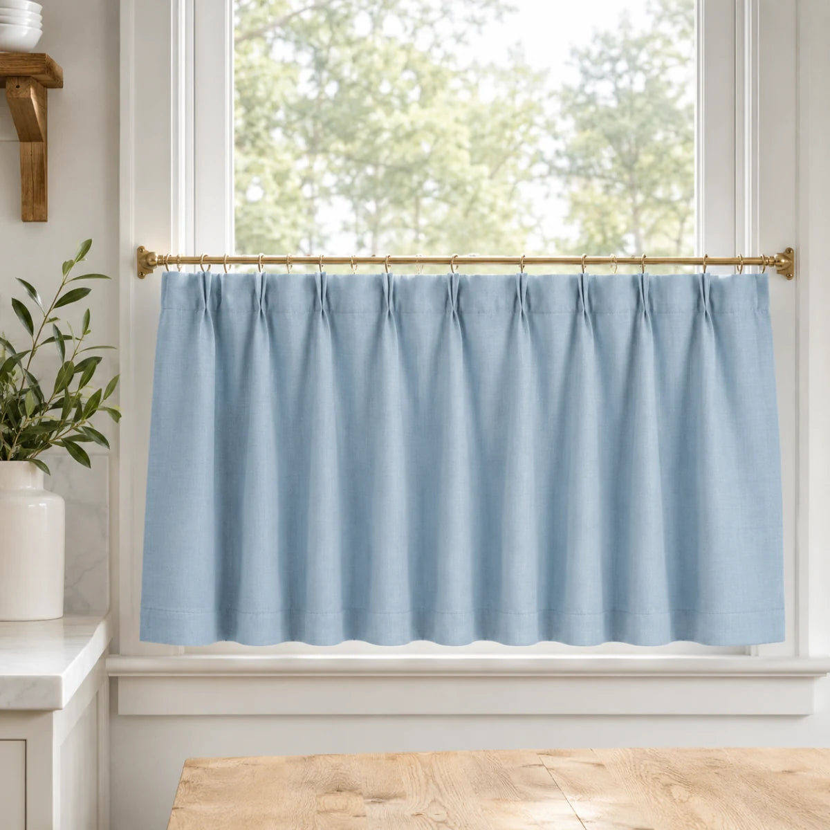 Christmas Red Cafe Curtains Sedge - #7084-26 Light Sky Blue browser generated product photo