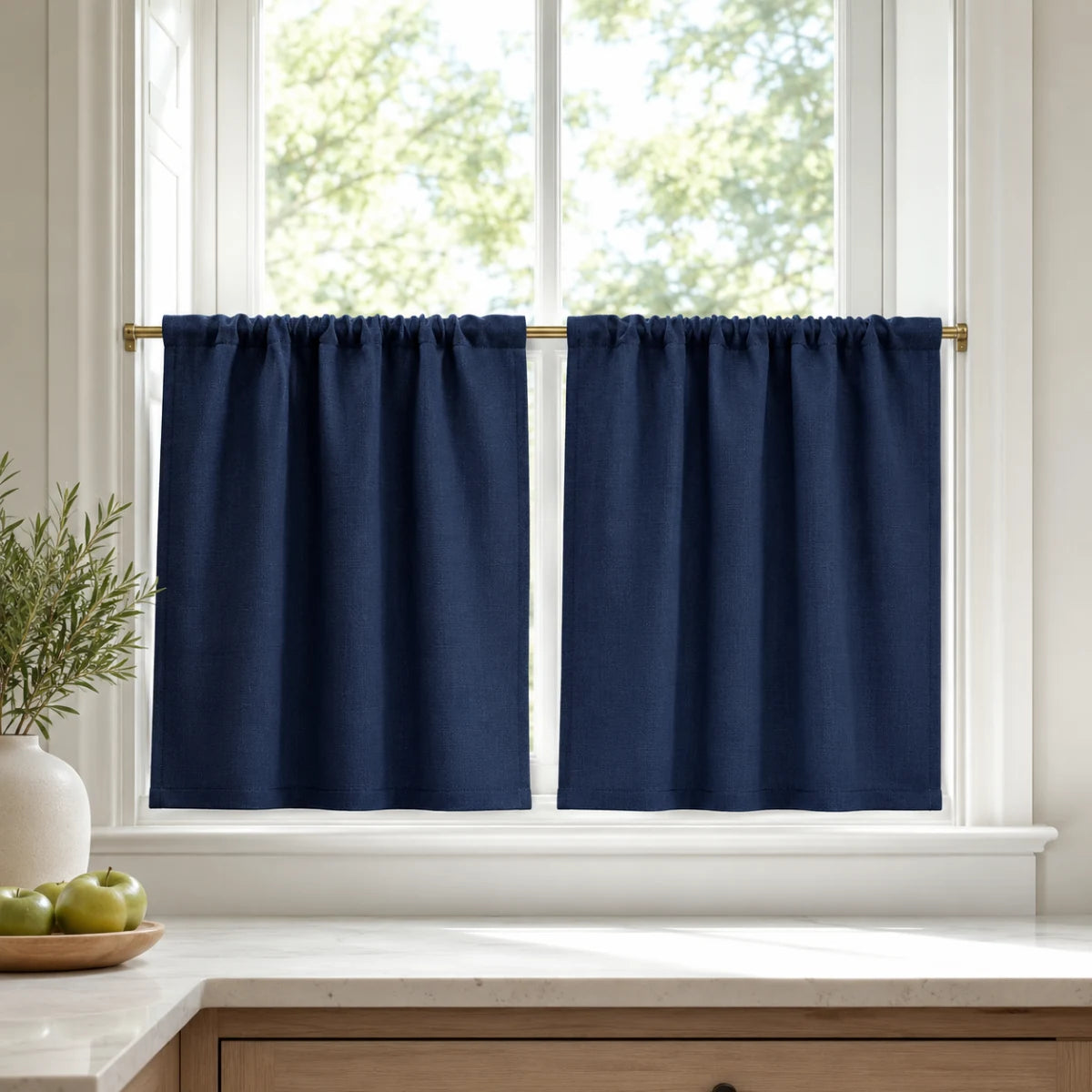 Christmas Red Cafe Curtains Sedge - #7084-27 Dark Blue browser generated product photo