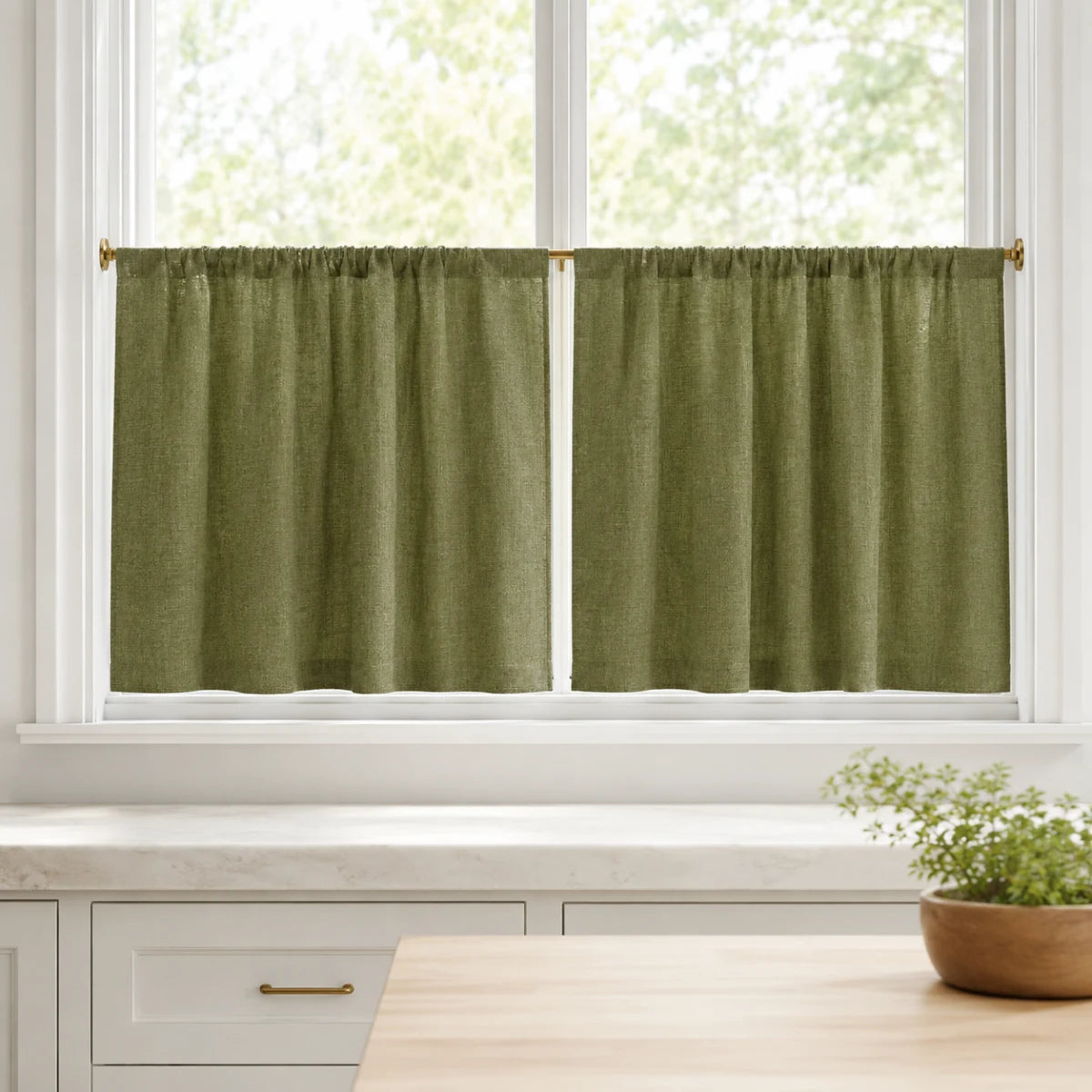 Christmas Red Cafe Curtains Sedge - #7084-29 Venetian Green browser generated product photo