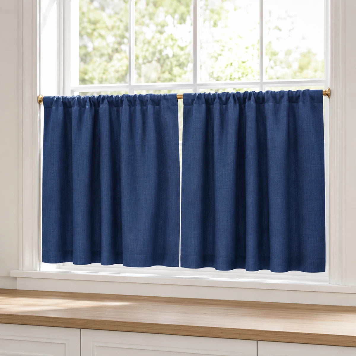 Christmas Red Cafe Curtains Sedge - #7084-35 Royal Blue browser generated product photo