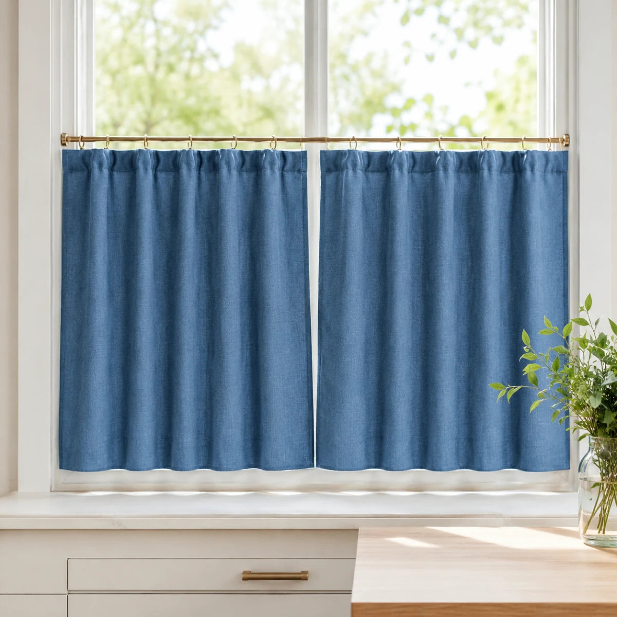 Christmas Red Cafe Curtains Sedge - #7084-36 Azure browser generated product photo