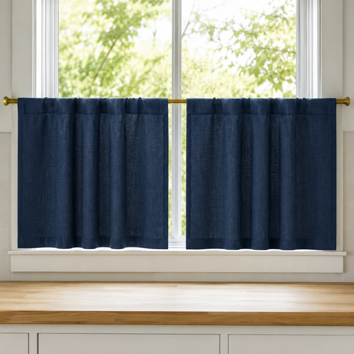 Christmas Red Cafe Curtains Sedge - #7084-40 Navy browser generated product photo