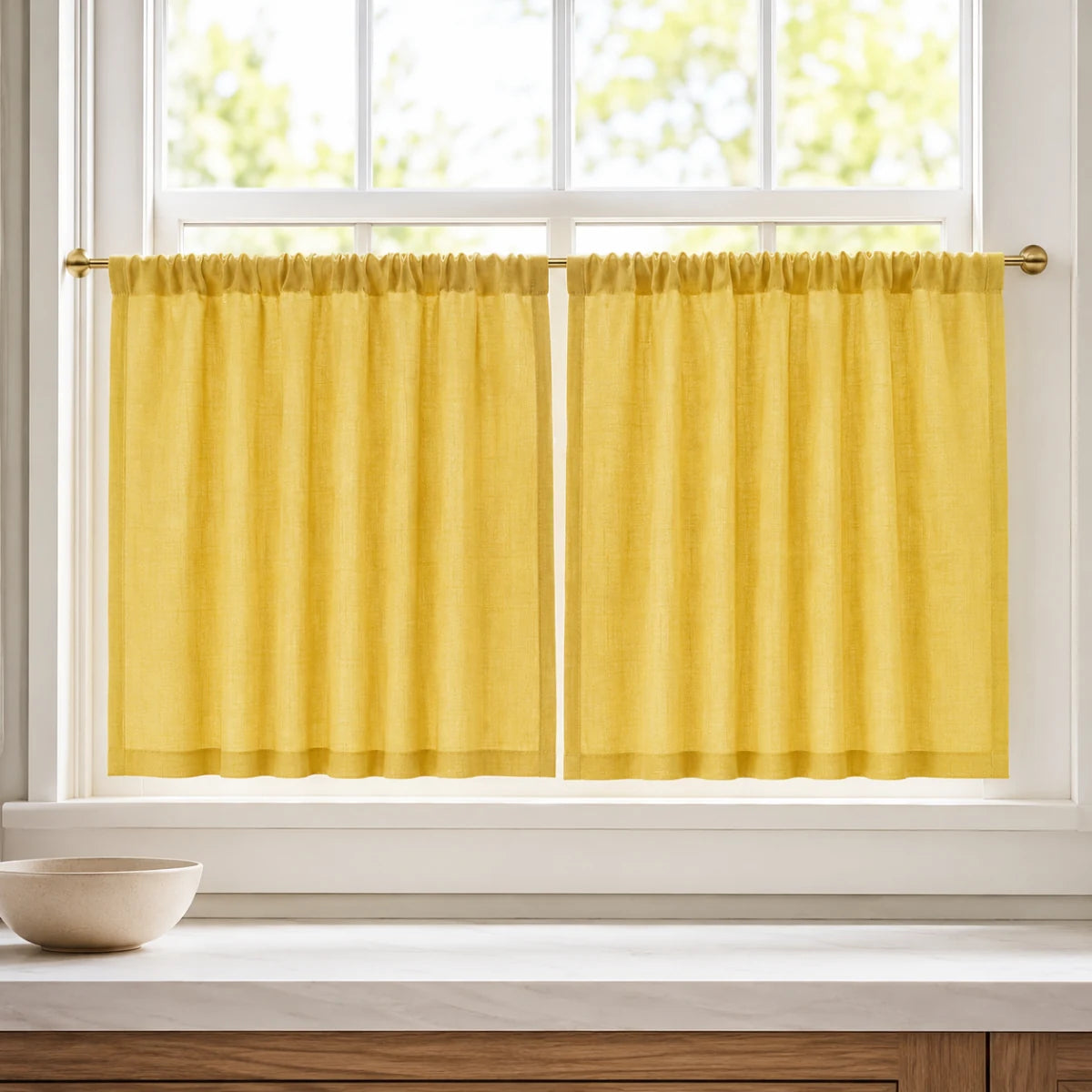 Christmas Red Cafe Curtains Sedge - #7084-42 Yellow browser generated product photo