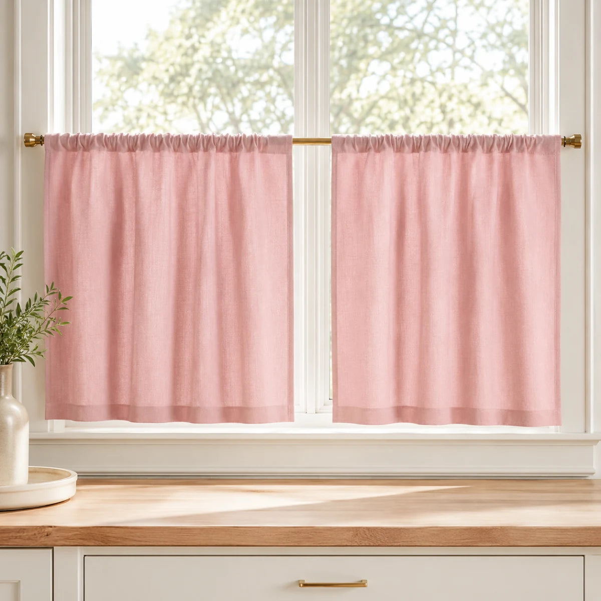 Christmas Red Cafe Curtains Sedge - #7084-46 Pink browser generated product photo