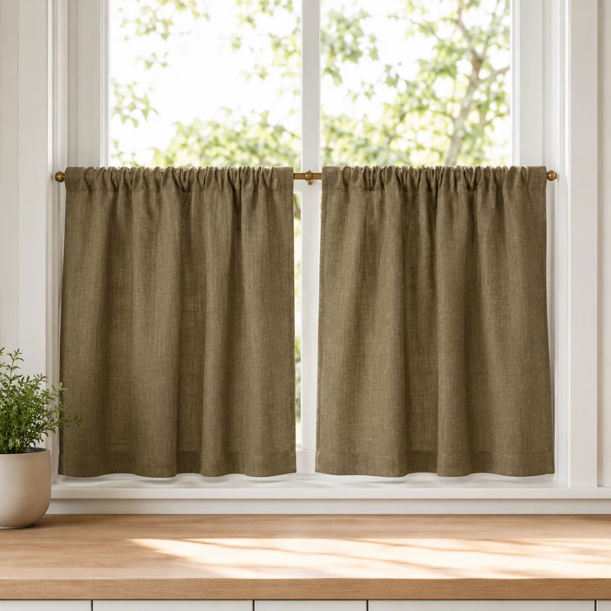 Christmas Red Cafe Curtains Sedge - #7084-57 Bronze browser generated product photo