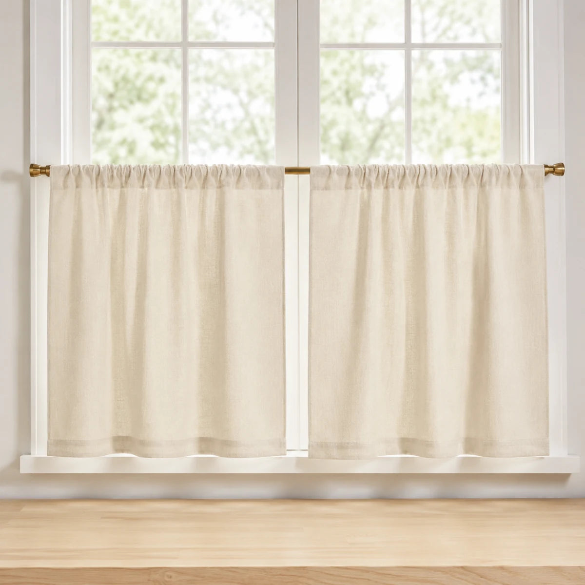 Christmas Red Cafe Curtains Sedge - #7084-6 Ivory browser generated product photo