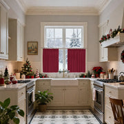 christmas cafe red curtains