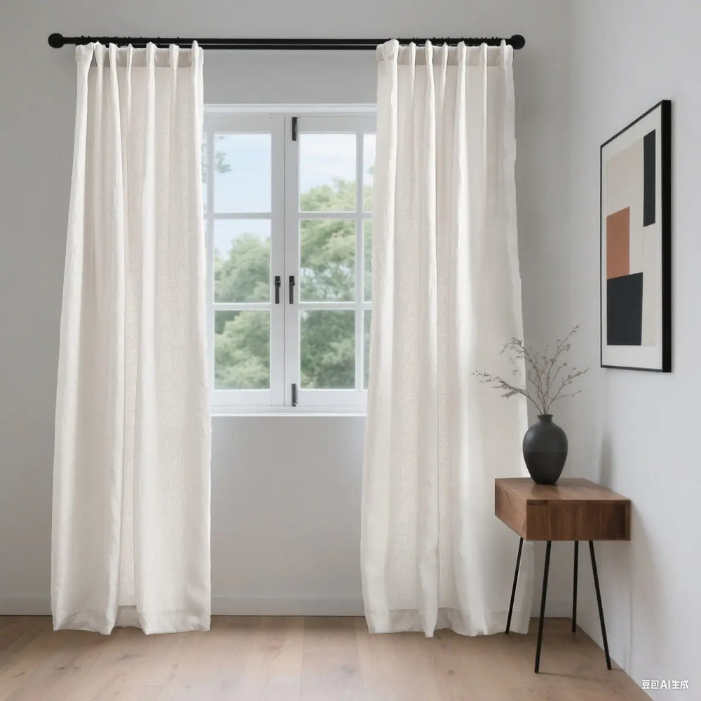 Damme Linen Semi Sheer Curtains Pleated