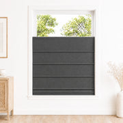 Jenna Linen Roman Shades & Blinds product color Dark Gray (