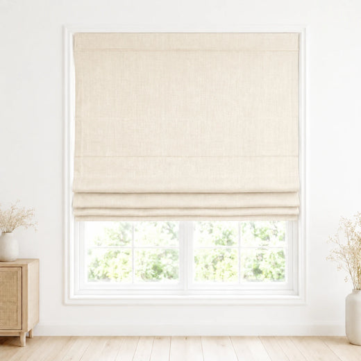 Jenna Linen Roman Shades & Blinds product color Ivory Beige(#J401-2) by Fredesigner