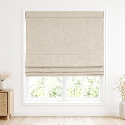 Jenna Linen Roman Shades & Blinds product color Oatmeal(#J401-3) by Fredesigner