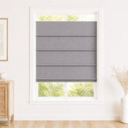 Jenna Linen Roman Shades & Blinds product color Steel Gray(