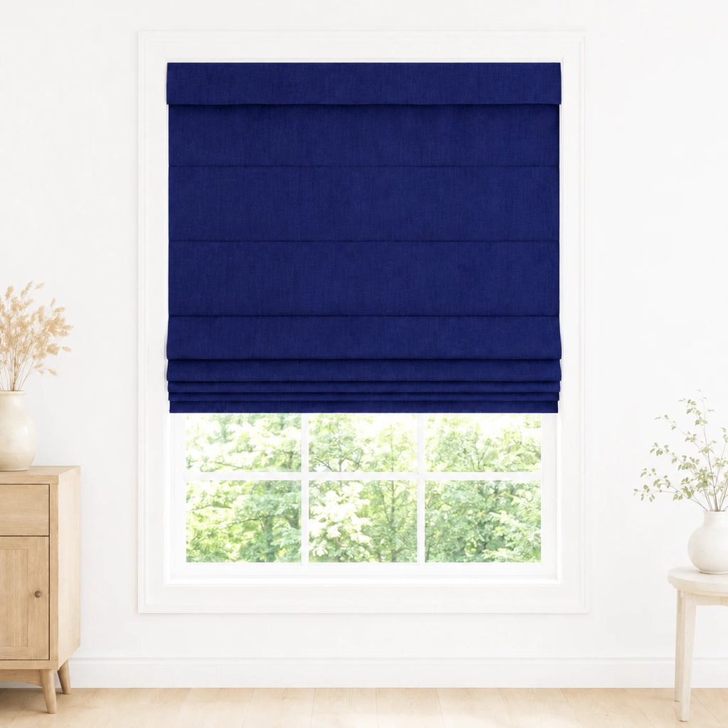 Custom Light Filtering Roman Shade color option Aegean Blue (#1908-35) by Fredesigner