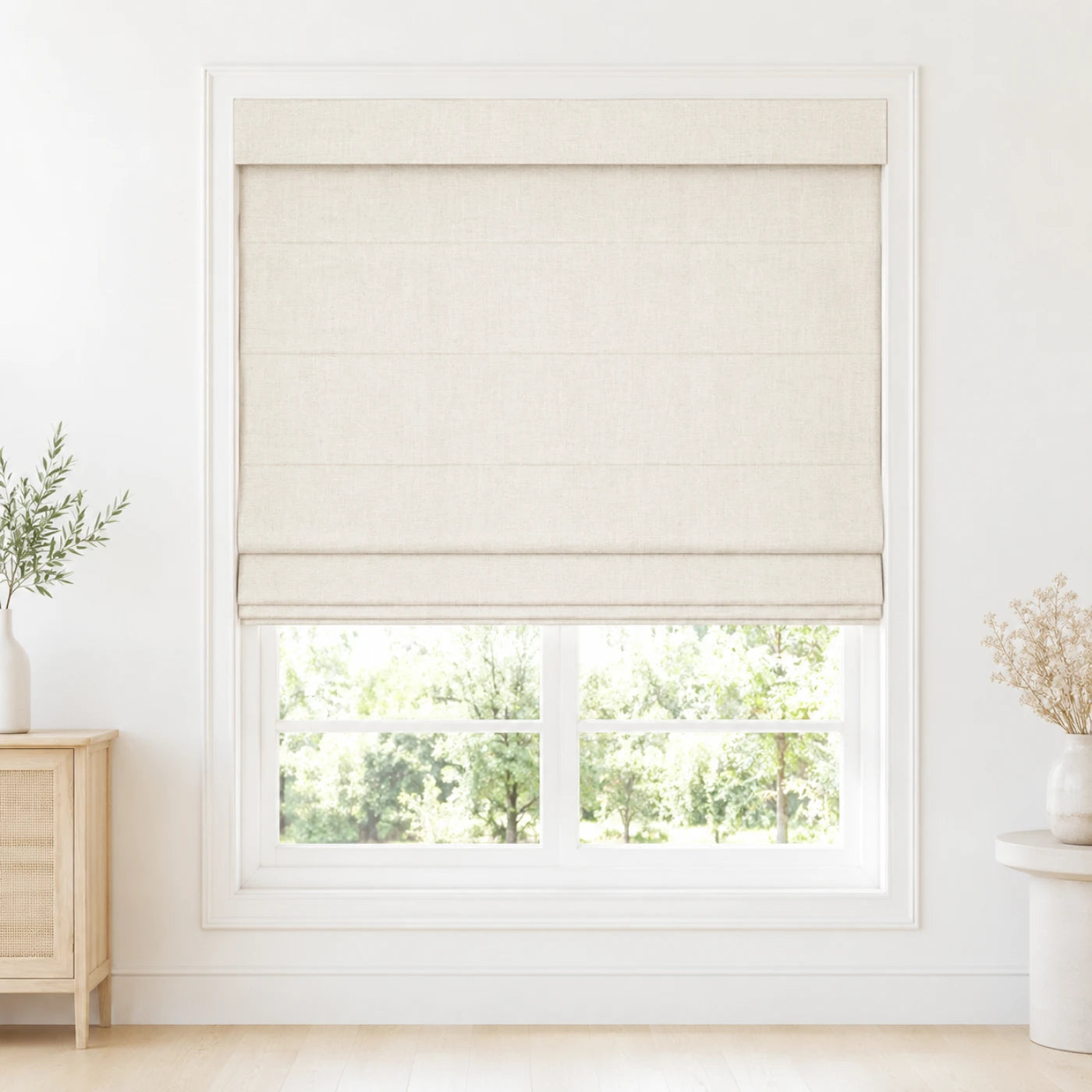 Custom Light Filtering Roman Shade color option Beige White (#1908-1) by Fredesigner
