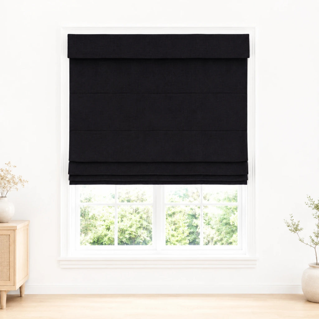 Custom Light Filtering Roman Shade color option Black (#1908-37) by Fredesigner