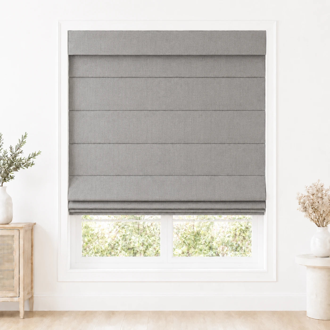 Custom Light Filtering Roman Shade color option Fog (#1908-18) by Fredesigner