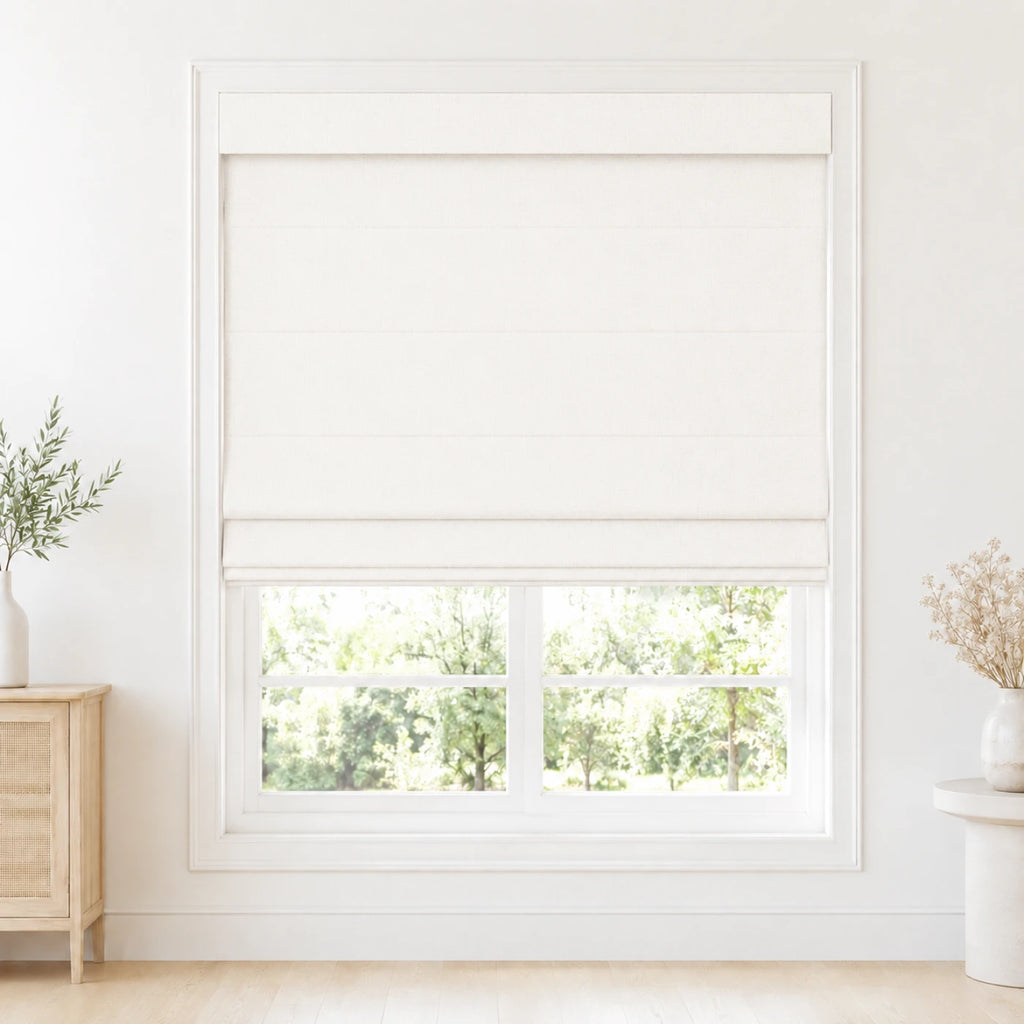 Custom Light Filtering Roman Shade color option Ivory White (#1908-2) by Fredesigner