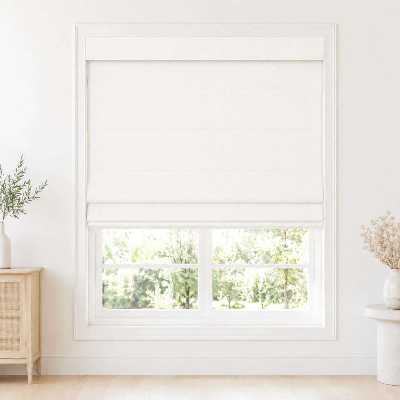 Custom Light Filtering Roman Shade color option Ivory White (#1908-2) by Fredesigner