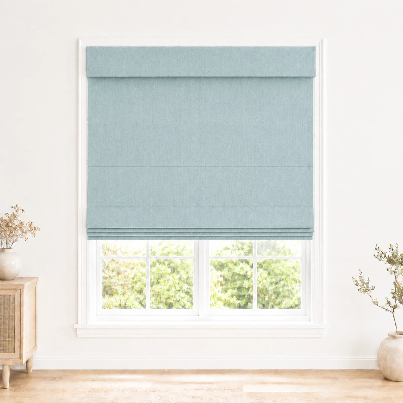Custom Light Filtering Roman Shade color option Pale Blue Aqua (#1908-33) by Fredesigner