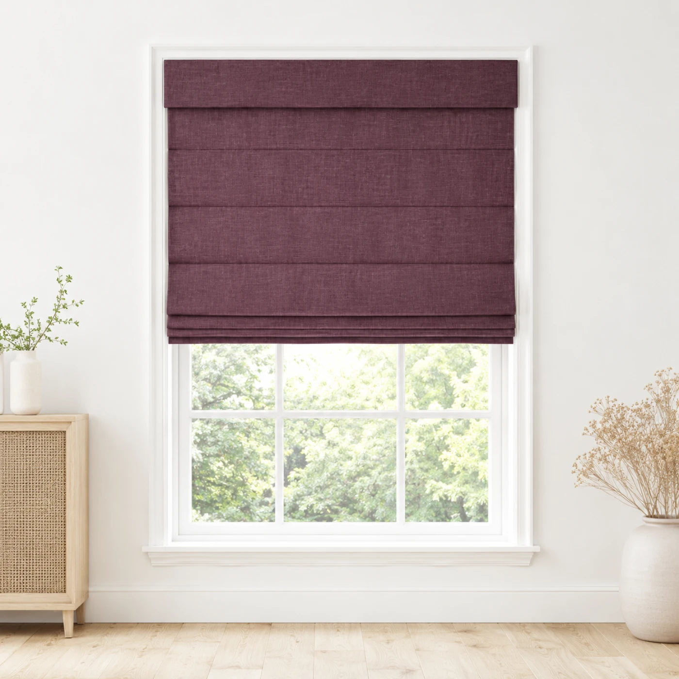 Custom Light Filtering Roman Shade color option Plum (#1908-21) by Fredesigner