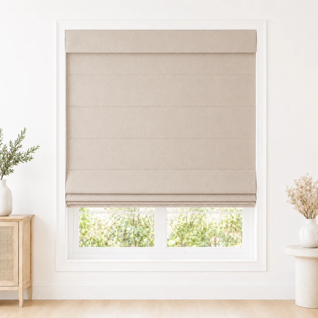 Custom Light Filtering Roman Shade color option Pure Cashmere (#1908-15) by Fredesigner