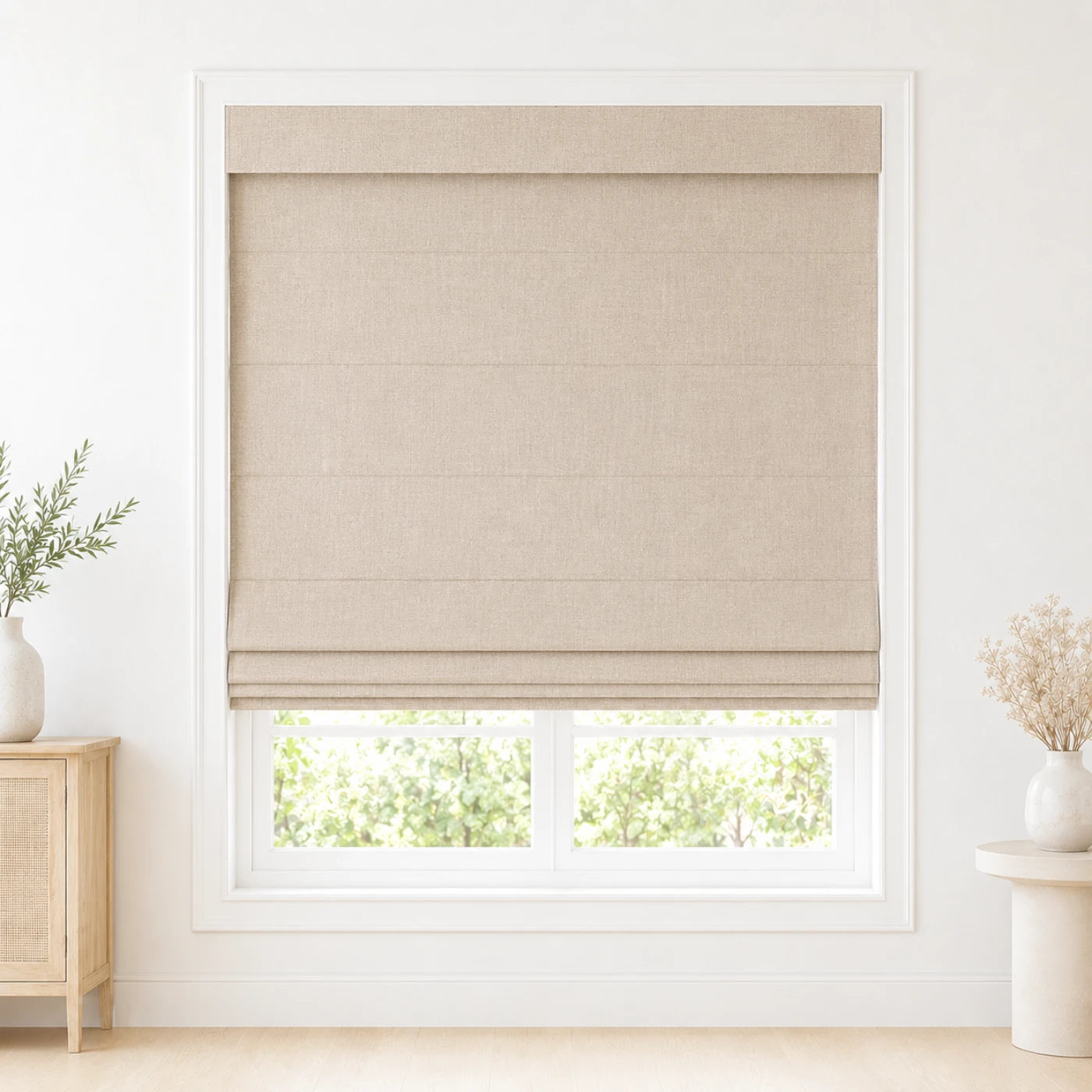 Custom Light Filtering Roman Shade color option Sand Beige (#1908-3) by Fredesigner