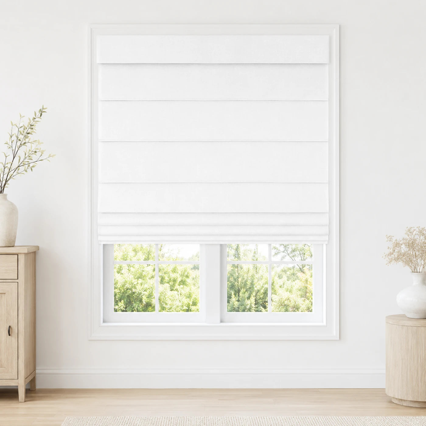 Custom Light Filtering Roman Shade color option Snow White (#1908-0) by Fredesigner