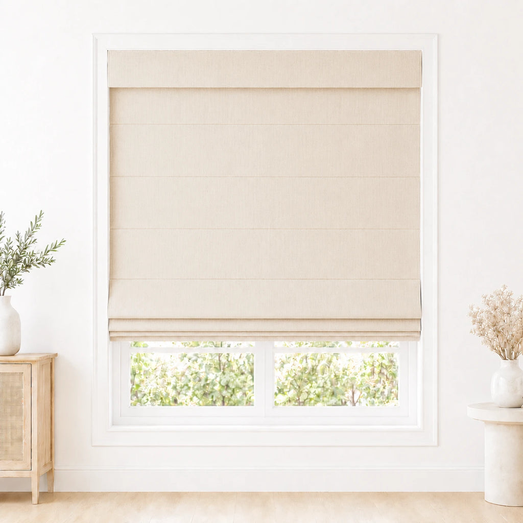 Custom Light Filtering Roman Shade color option Tapioca (#1908-7) by Fredesigner