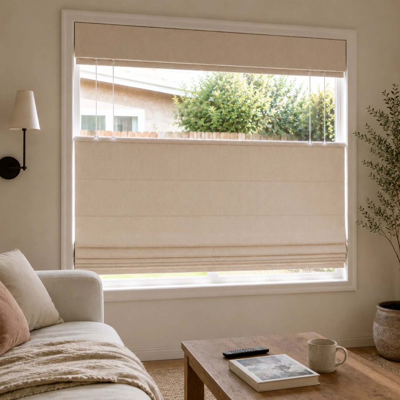 Custom Privacy Roman Shade in a real California family home by Fredesigner