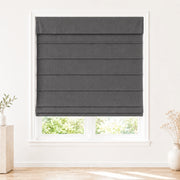 Jenna Linen Roman Shades & Blinds product color Dark Gray (