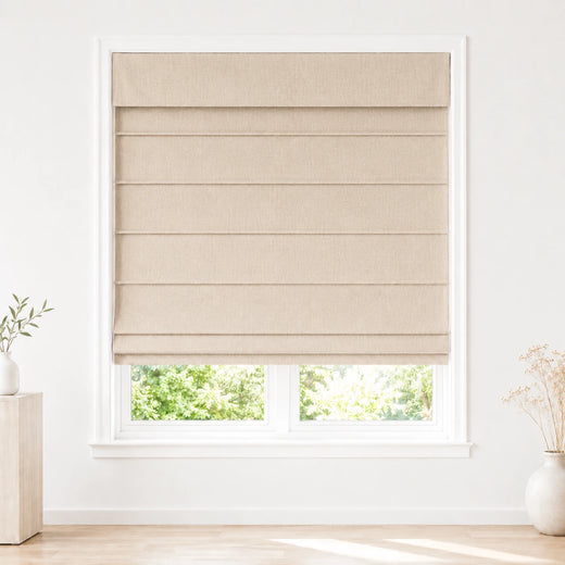 Jenna Linen Roman Shades & Blinds product color Oatmeal(#J401-3) by Fredesigner