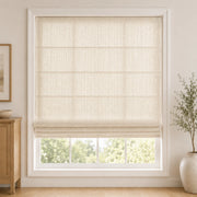 Custom Textured Sheer Roman Shade color option Beige White (