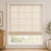 Custom Textured Sheer Roman Shade color option Ivory White (