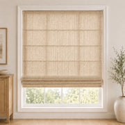 Custom Textured Sheer Roman Shade color option Sand Beige (