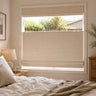 Custom Top Down Bottom Up Roman Shade in a real California family home by Fredesigner