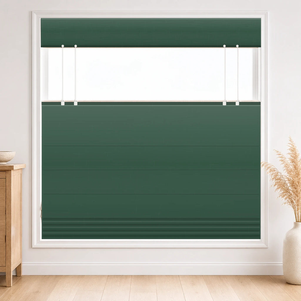 Custom Top Down Bottom Up Roman Shade color option Hunter Green (#7084-25) by Fredesigner